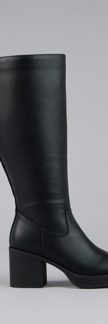 This piece brings trend-right energy to the Steppin Up Block Heel Knee High Boots, perfect for fall outfits that stand out.