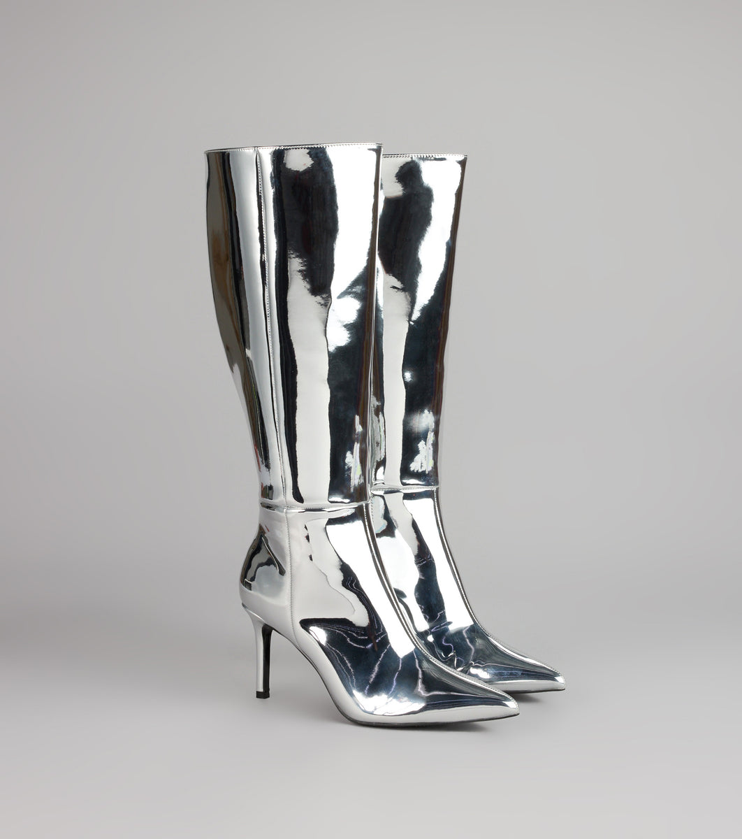 Galaxy Girl Mirror Metallic Knee Boots | Windsor