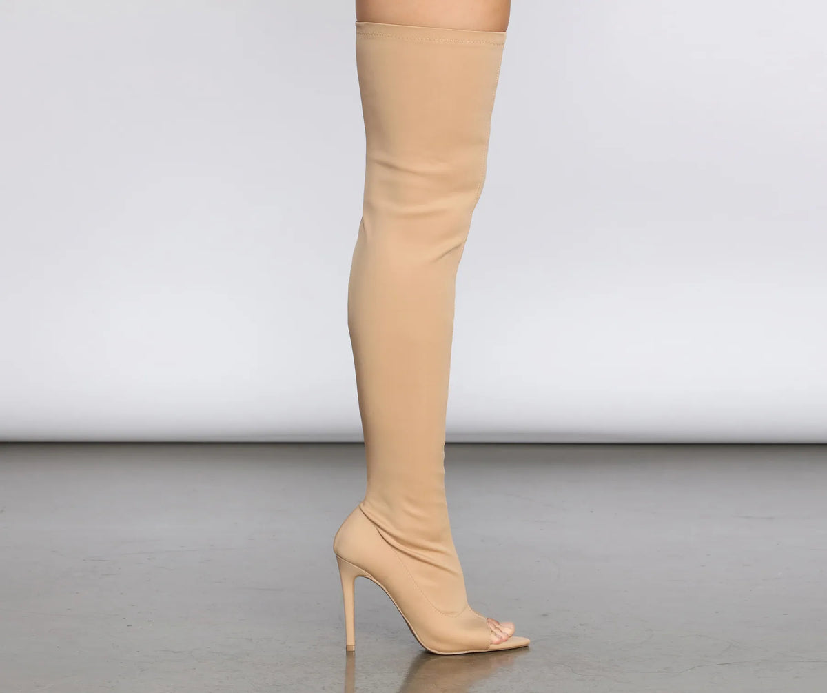 【PORTERNA】Koiche open toe boots Amazon.com | pinokino Wedge Heel Shark Boots for Women Knee
