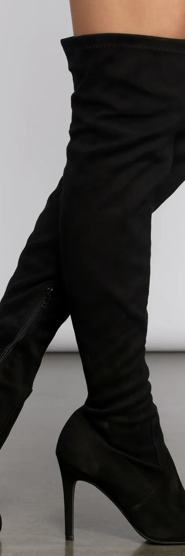 Essential Faux Suede Stiletto Thigh High Boots