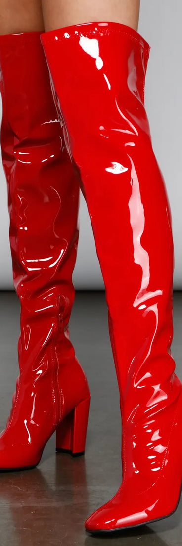 So Seductive Patent Leather Thigh-High Boots