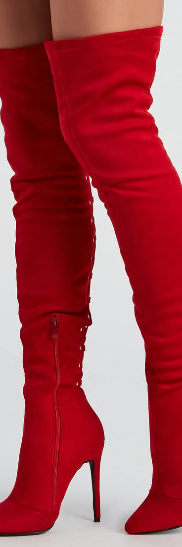 Sultry Lace-Up Thigh-High Boots