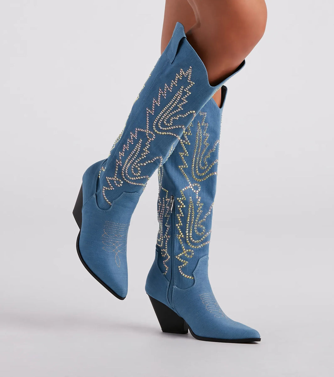 Denim cowgirl boots hotsell
