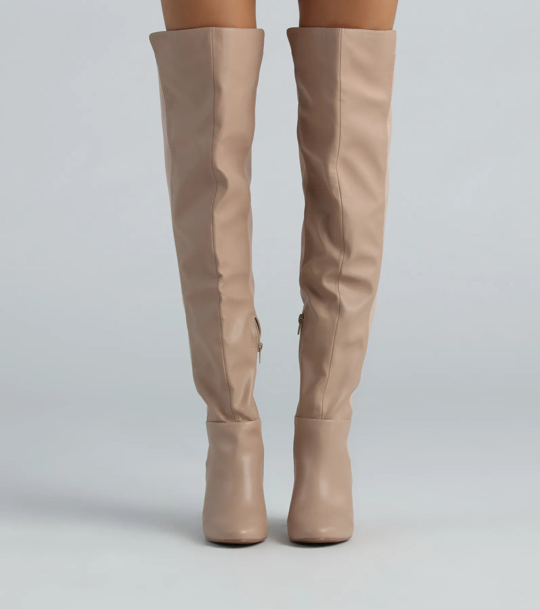 ロングブーツ Strategia FW24 BOOTS (A5607 TRENDYNERO) Trendy Two-Tone Faux Leather Over-The-Knee Boots | Windsor