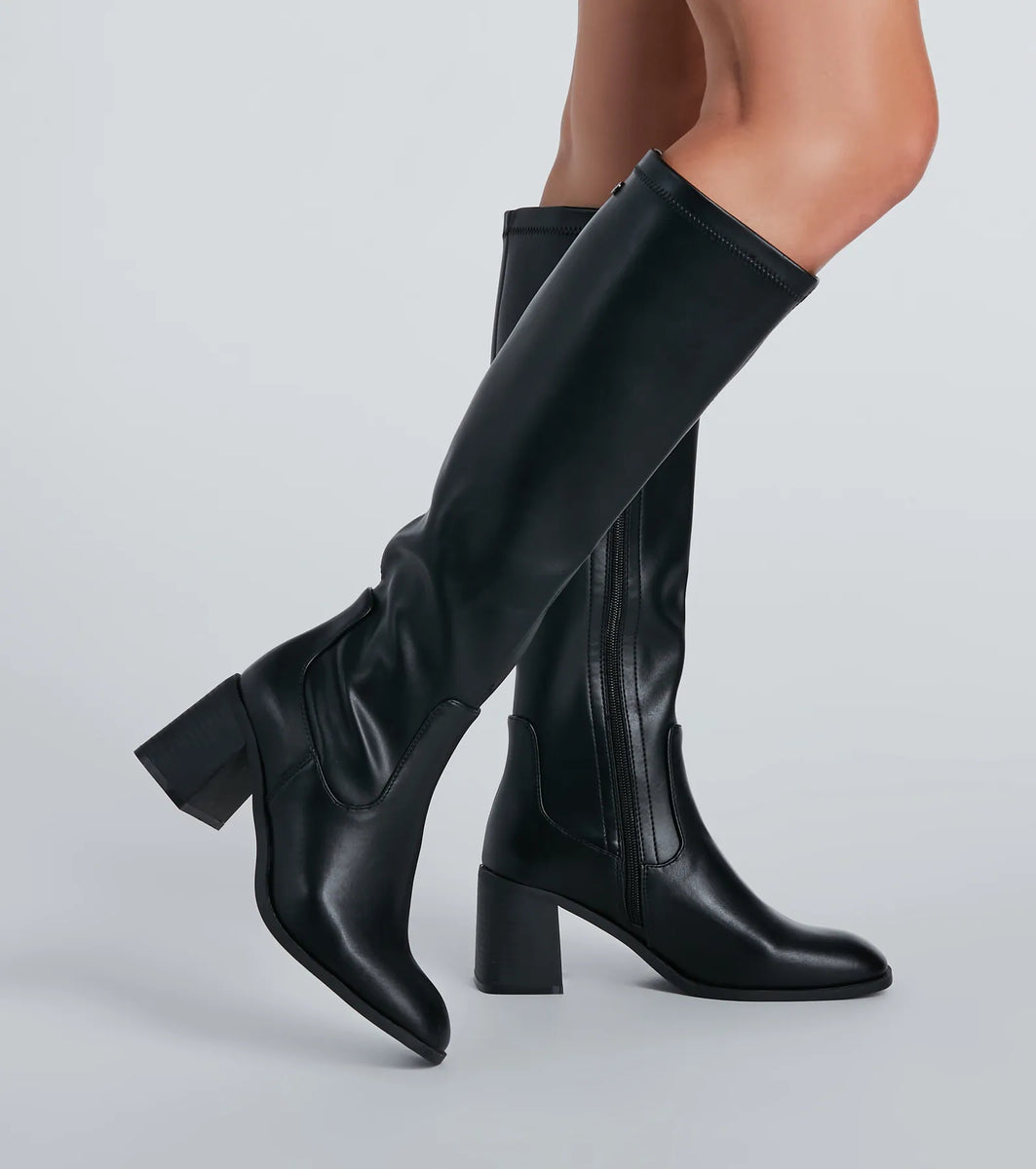 【COLOR iN ID】midi shirring leather boots Hand-Painted Brown Dress Boots | Cuadra