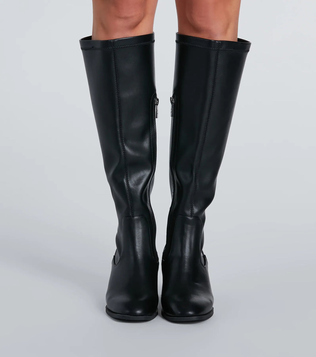 【COLOR iN ID】midi shirring leather boots Hand-Painted Brown Dress Boots | Cuadra