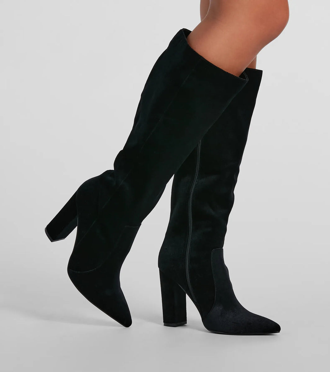 Such A Vibe Velvet Under-The-Knee Boots | Windsor