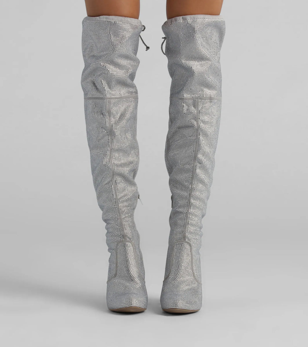 Iにょっき Diamonds In My Eyes Rhinestone Over-The-Knee Boots | Windsor