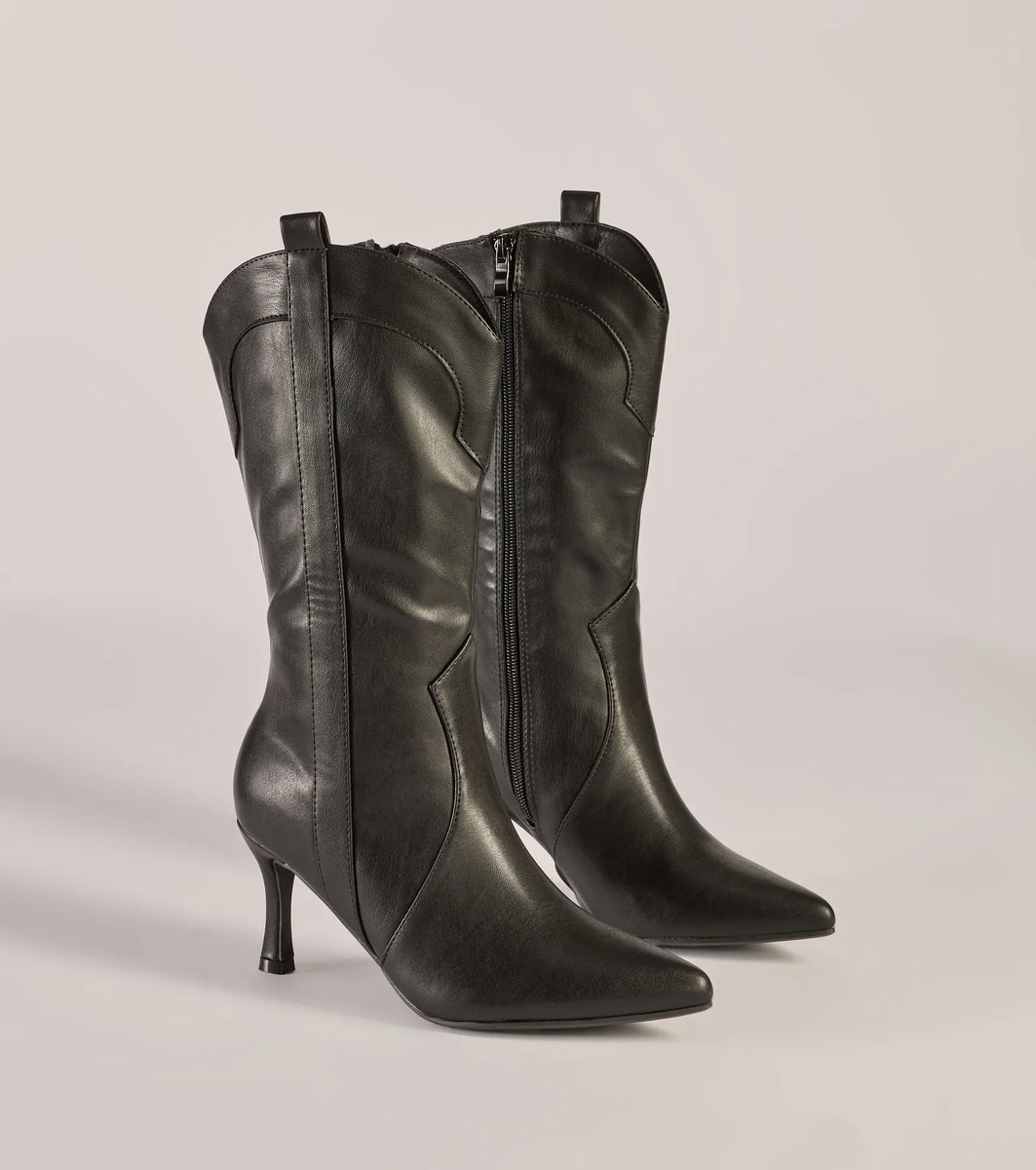 Sleek Stride Faux Leather Stiletto Western Boots & Windsor