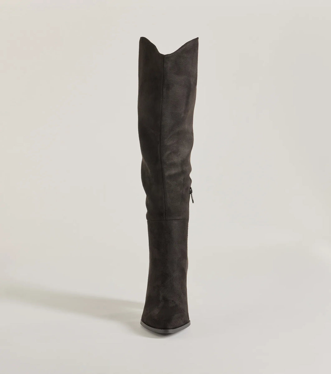 Chic Statement Faux Suede Knee-High Boots | Windsor