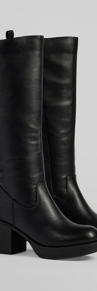 Edgy Chic Under-The-Knee Moto Platform Boots
