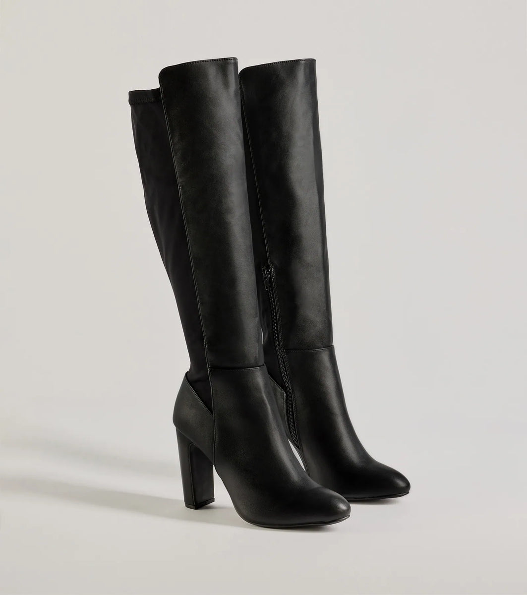 Looking Sleek Under-The-Knee Block Heel Boots | Windsor