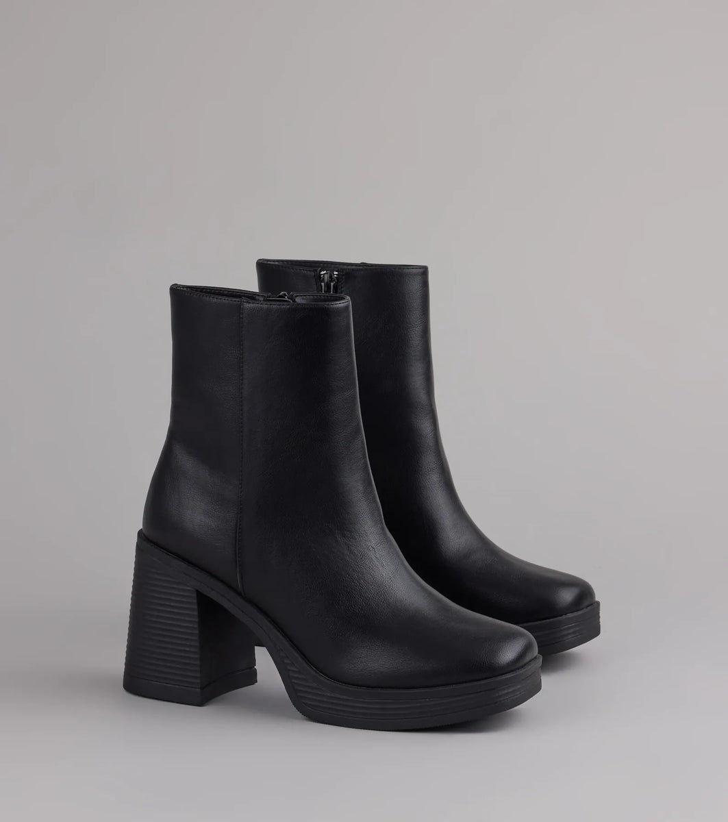 Tough Love Platform Block Heel Booties Windsor