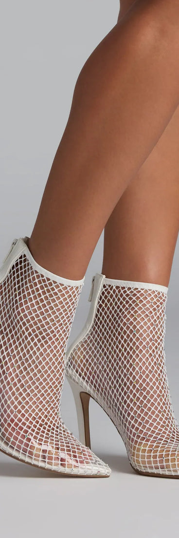 Up To No Good Rhinestone Fishnet Booties