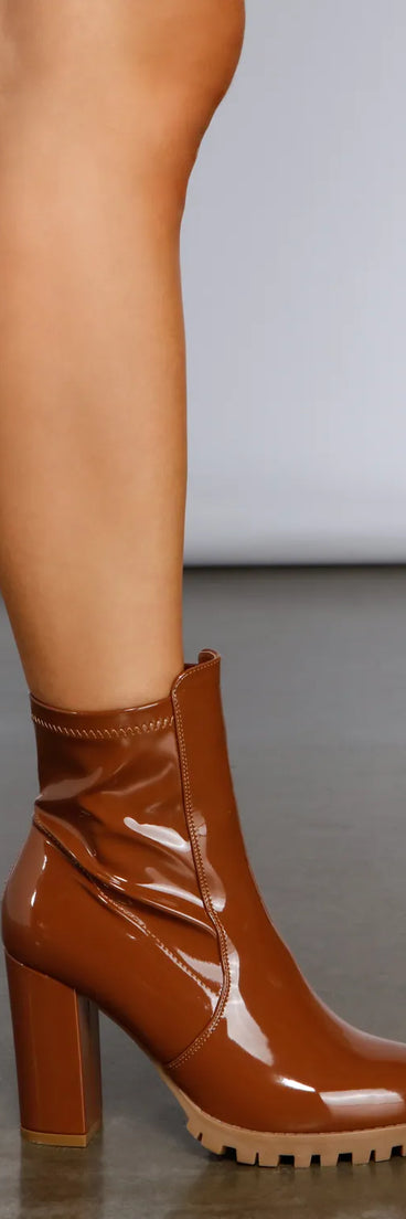 Wild Gal Patent Faux Patent Leather Combat Boots