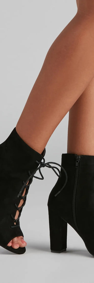 Perfect Peep Lace-Up Booties