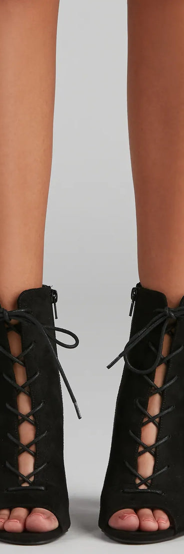 Perfect Peep Lace-Up Booties