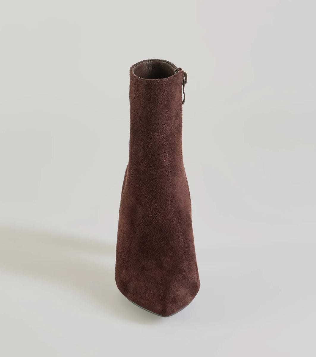 faux suede block heel booties