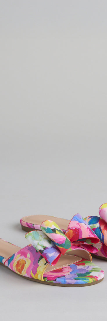 Bow And Tell Floral Slide Sandals