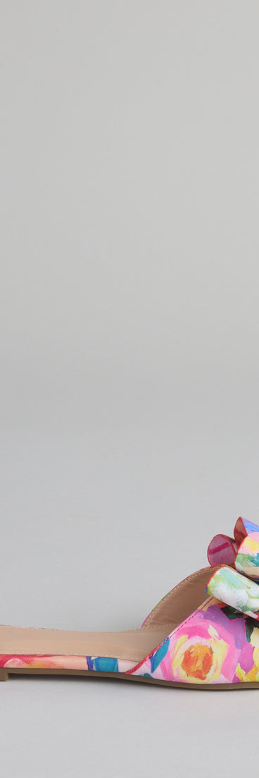 Bow And Tell Floral Slide Sandals