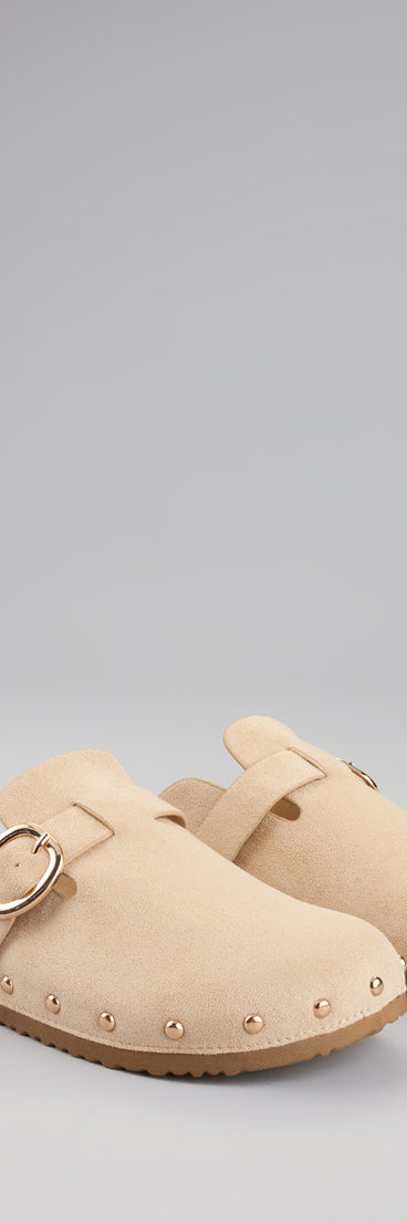 Weekend Ease Faux Suede Studded Clogs