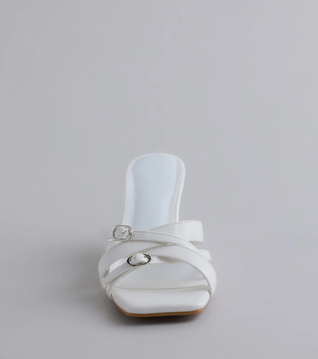 Turn heads in the Playing It Cute Strappy Buckle Wedge Heels, white heels showcasing a fresh trend or stylish detail made to elevate your full Windsor fit.
