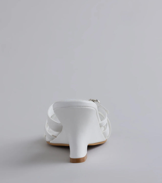 Turn heads in the Playing It Cute Strappy Buckle Wedge Heels, white heels showcasing a fresh trend or stylish detail made to elevate your full Windsor fit.