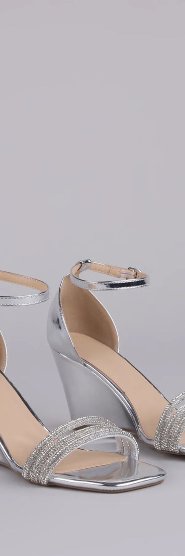 Major Glow Rhinestone Metallic Wedge Heels
