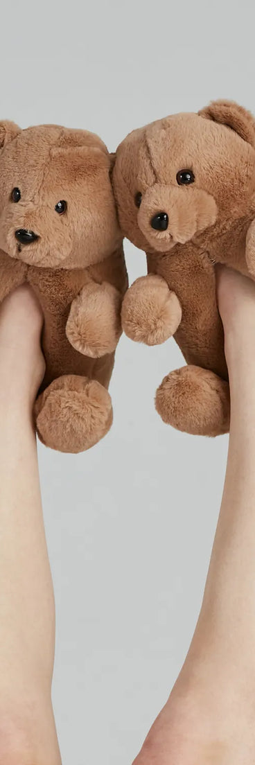 Adorable Teddy Bear Plush Slippers