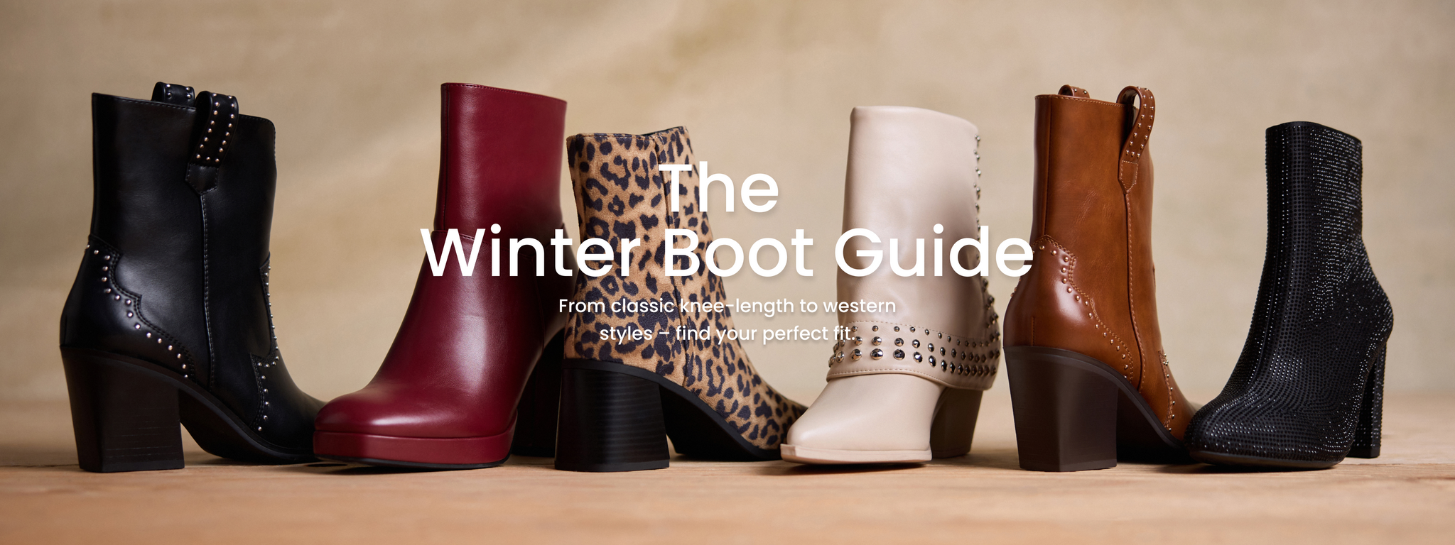 Shop Women's Winter Boots featuring classic knee-length to western styles, low to stiletto heel booties, ankle boots with bold finishes, & sleek fabrications from faux suede to faux leather—explore now and find your perfect fit!