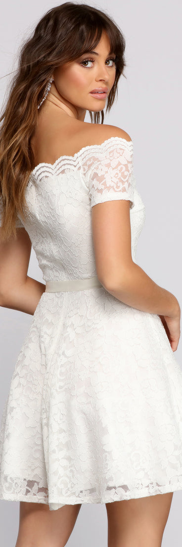 Mackenzie Off The Shoulder Lace Party Dress is a gorgeous pick as your 2023 prom dress or formal gown for wedding guest, spring bridesmaid, or army ball attire!