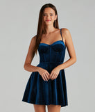 Hope Glitter Velvet Bustier Skater Dress