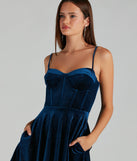 Hope Glitter Velvet Bustier Skater Dress