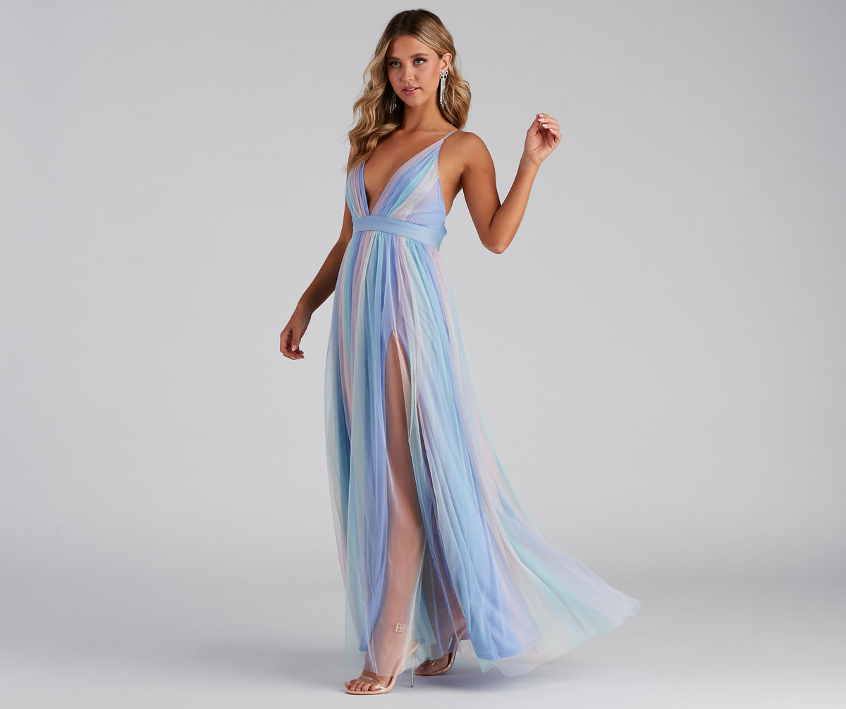 Nylah Pleated Rainbow A-Line Dress | Windsor Nylah Pleated Rainbow A-Line Dress | Windsor