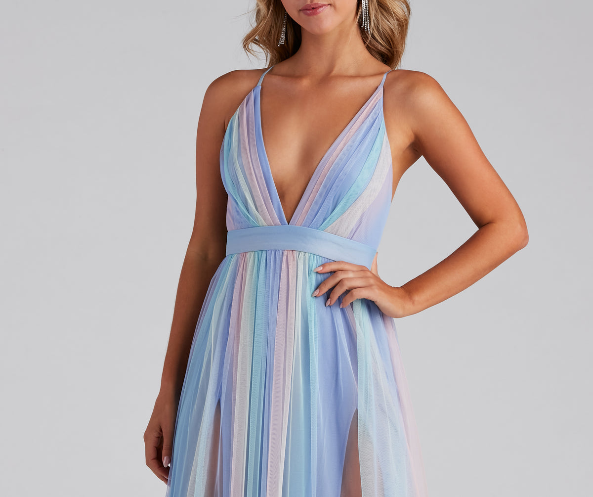 Nylah Pleated Rainbow A-Line Dress | Windsor Nylah Pleated Rainbow A-Line Dress | Windsor