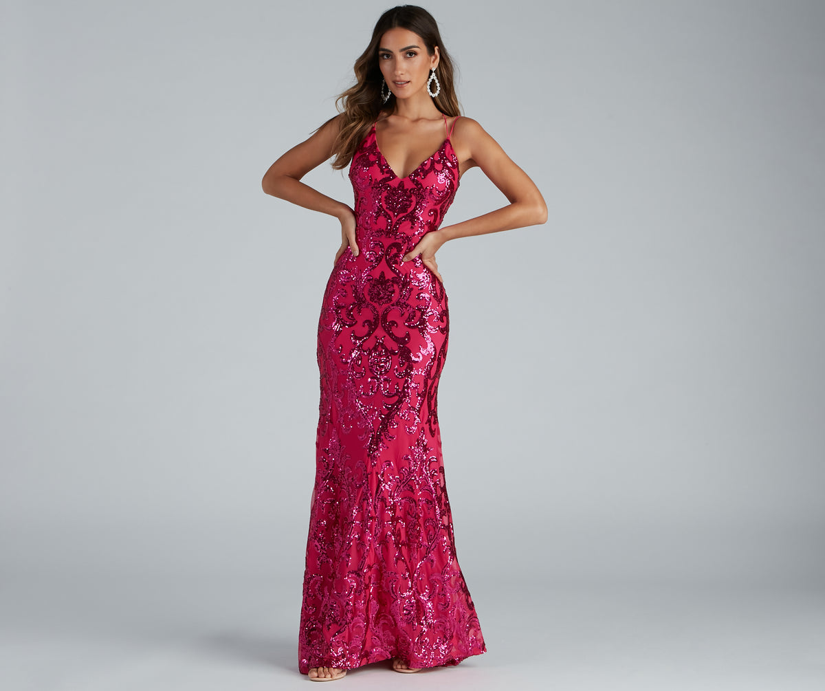 Lila Formal Open-Back Sequin Mermaid Dress | Windsor Lila Formal Open-Back Sequin Mermaid Dress | Windsor