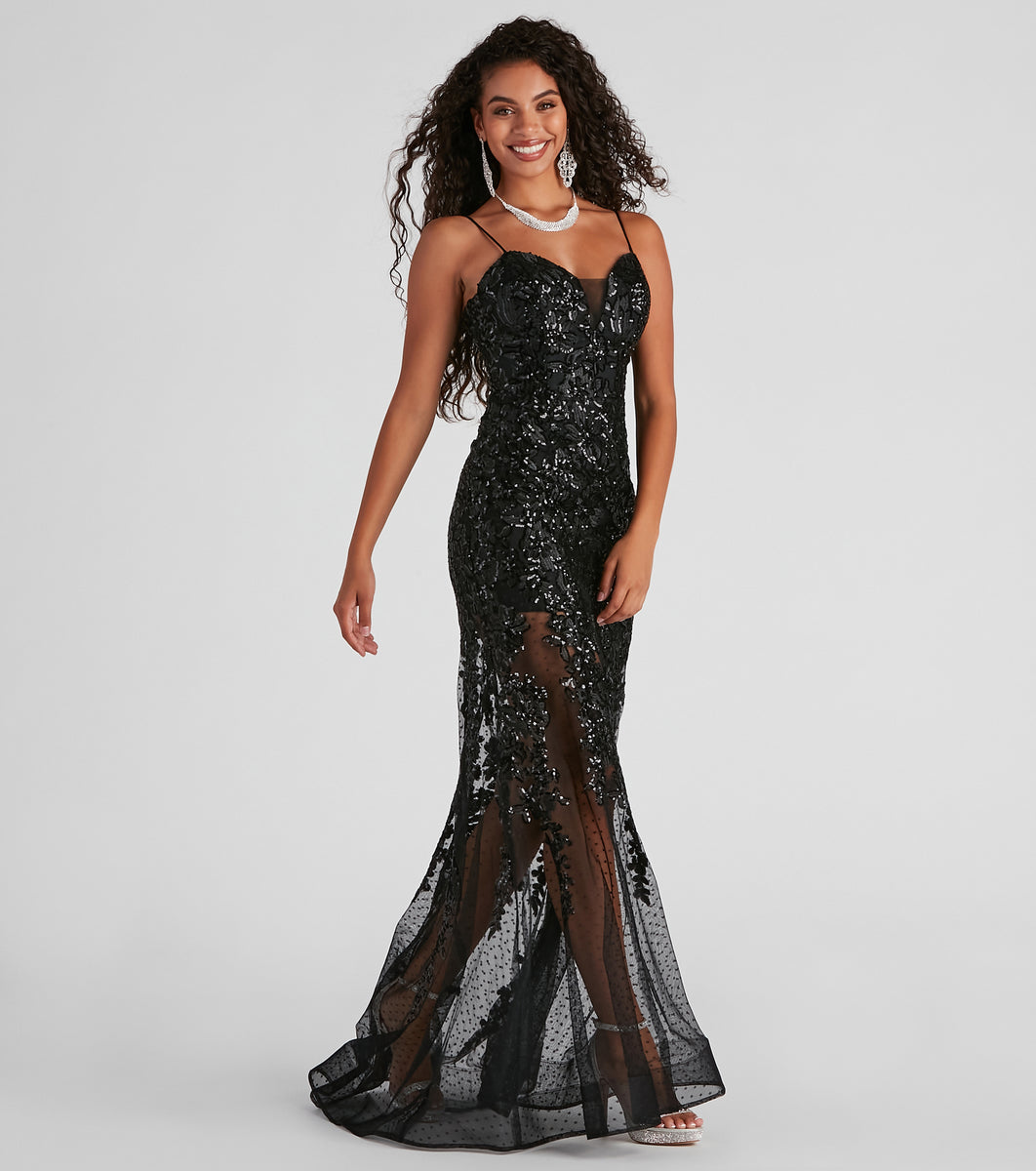 Livia Sequin Mesh Mermaid Dress Livia Sequin Mesh Mermaid Dress