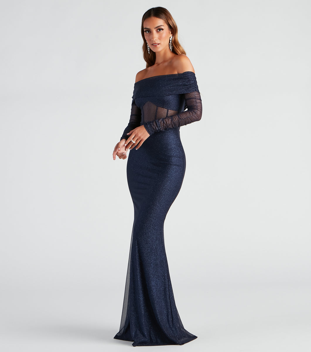 mandy glitter mesh mermaid dress GL3459