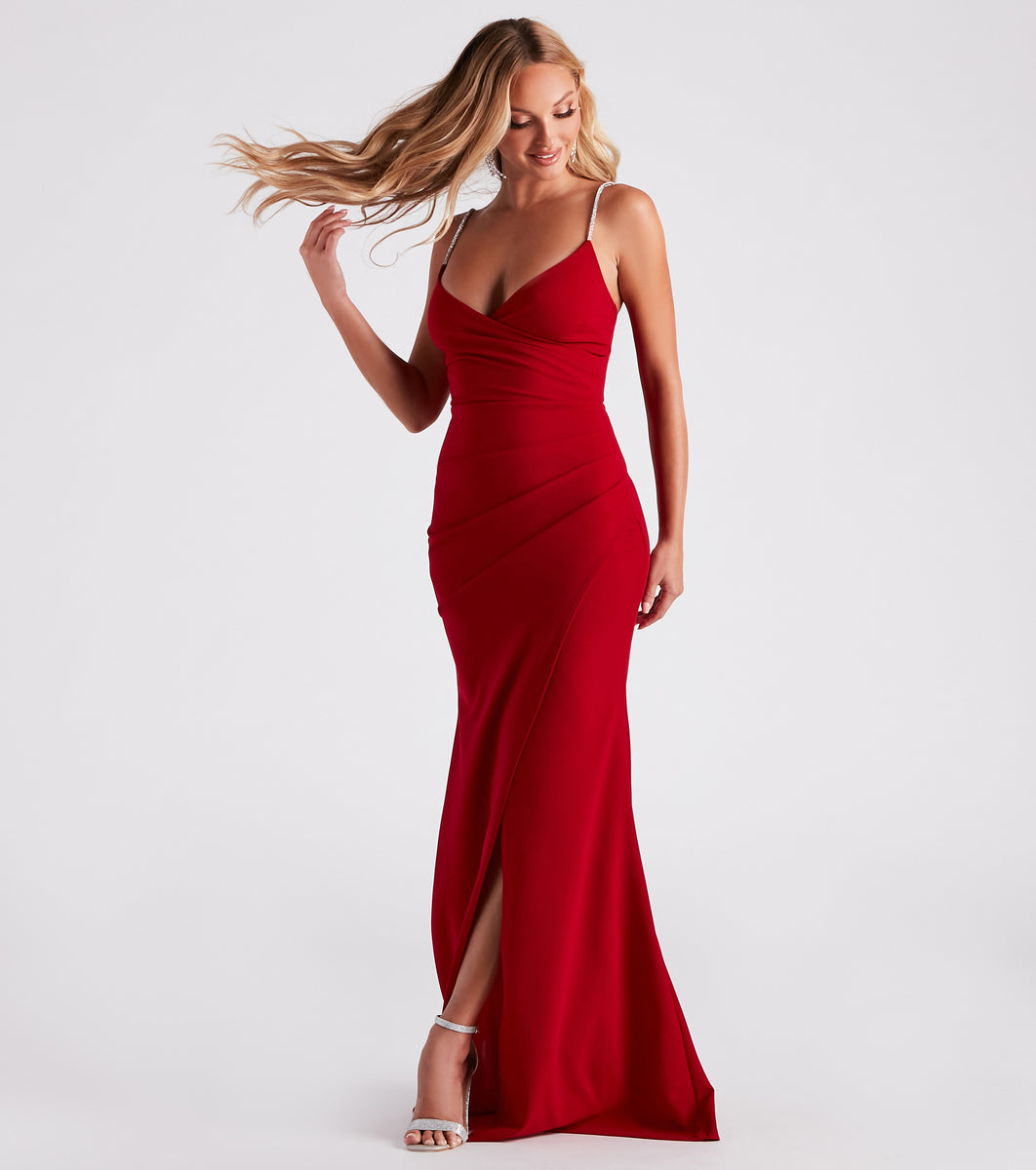 Rosalie Rhinestone Strap Mermaid Wrap Dress Windsor