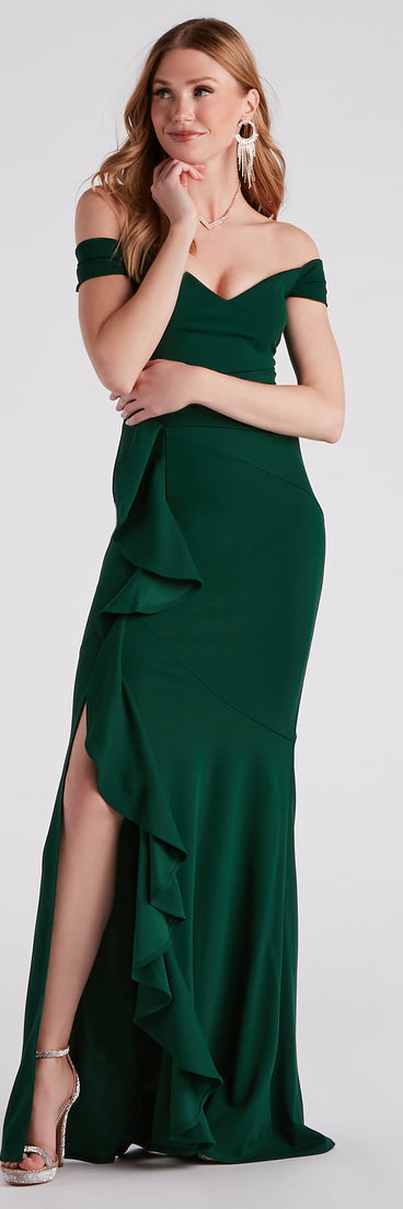 Nayeli Formal Crepe A-Line Long Dress is a gorgeous pick as your 2024 prom dress or formal gown for wedding guests, spring bridesmaids, or army ball attire!