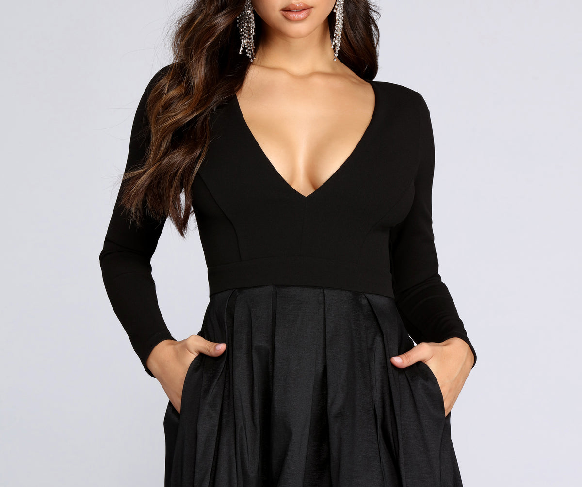 Rhonda high on sale slit taffeta dress