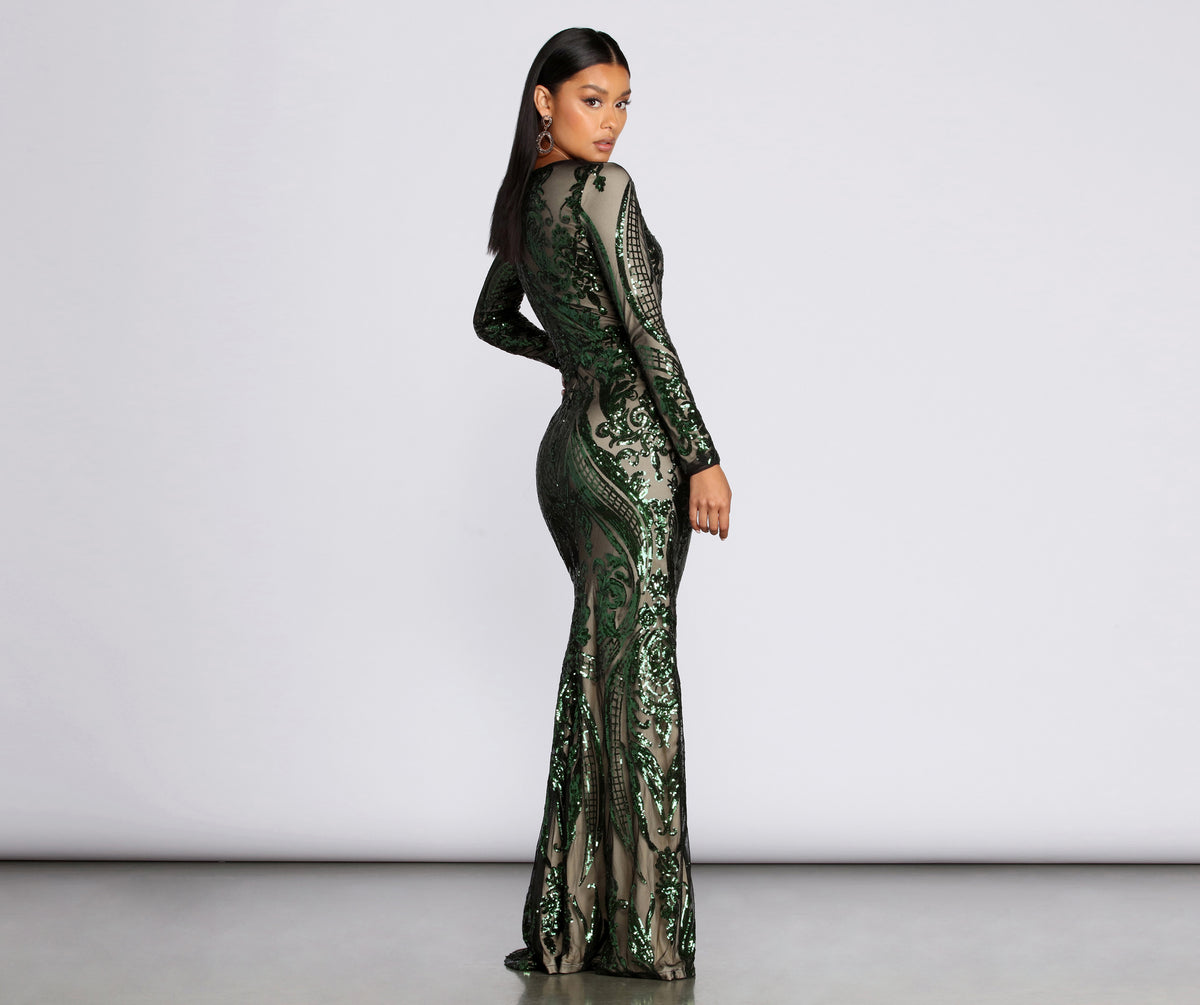Alexandria Formal Sequin Scroll Dress | Windsor Alexandria Formal Sequin Scroll Dress | Windsor