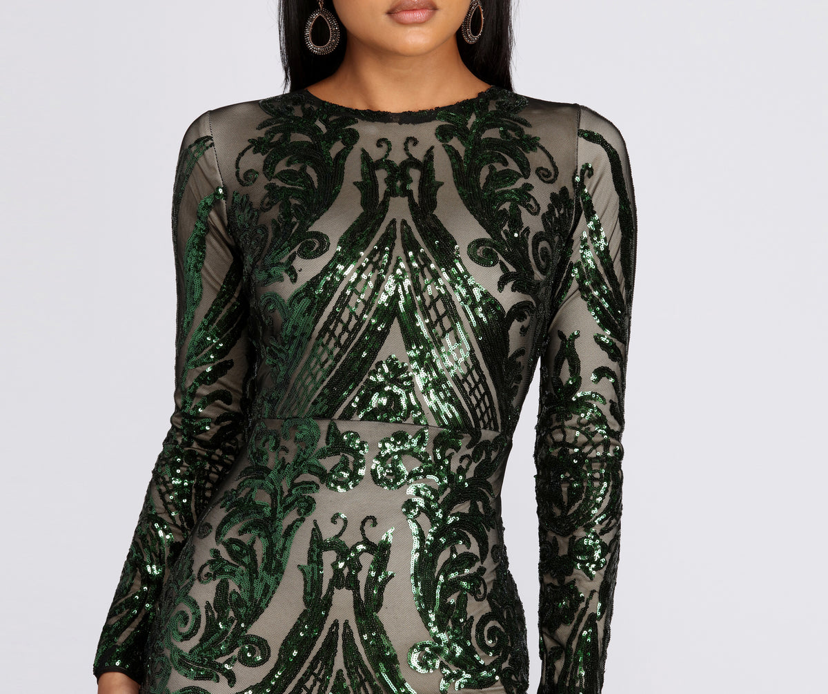 Alexandria Formal Sequin Scroll Dress | Windsor Alexandria Formal Sequin Scroll Dress | Windsor