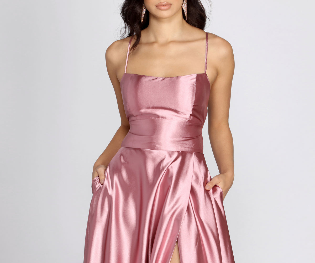 Anne Formal Lattice Satin Dress