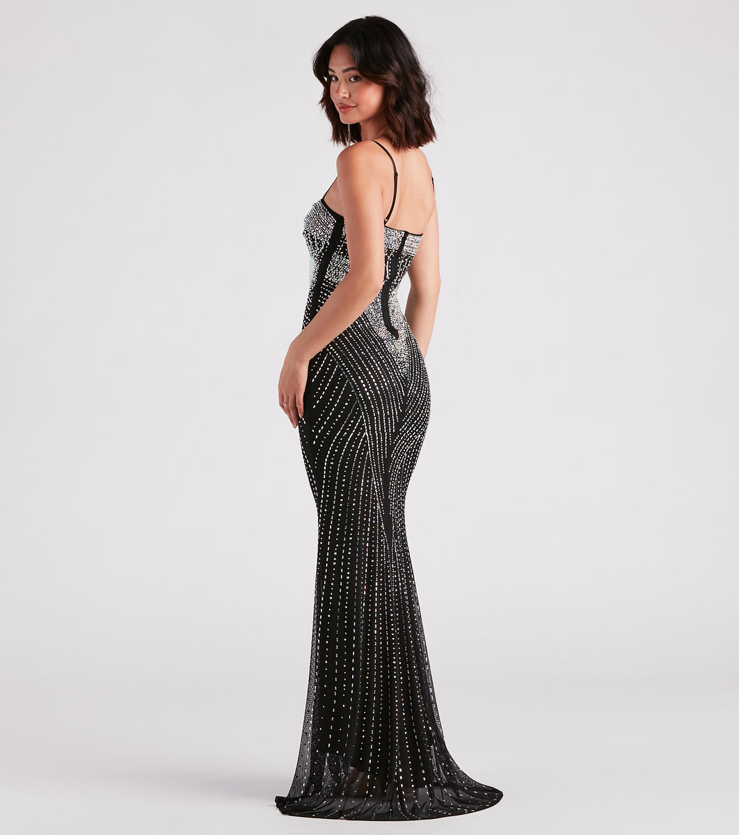 Tori Formal Rhinestone Mermaid Long Dress