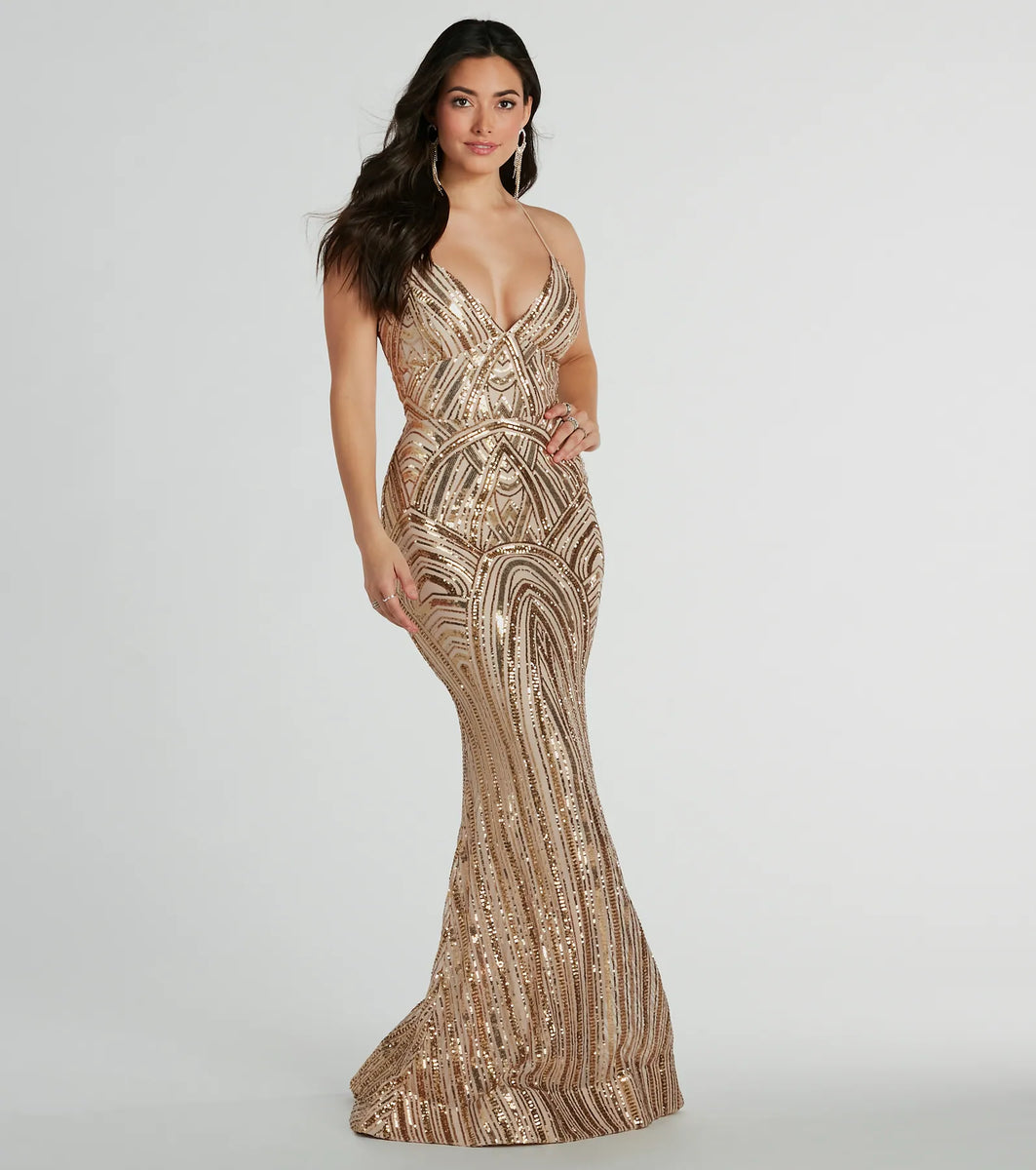 Francesca Lace-Up Mermaid Sequin Formal Dress | Windsor Francesca Lace-Up Mermaid Sequin Formal Dress | Windsor