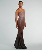 You'll be the best dressed in the Farrah Strapless Mermaid Glitter Ombre Formal Dress as your summer formal dress with unique details from Windsor.
