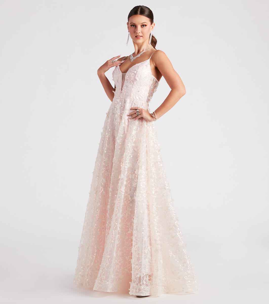 Layla K LK228 Off Shoulder Butterfly Embroidery Ball Gown