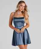 A Moment In Satin Skater Dress creates the perfect spring or summer wedding guest dress or cocktail attire with chic styles in the latest trends for 2024!