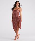 Lovestruck Lace Midi Dress creates spring wedding guest dress, the perfect dress for graduation, or cocktail party dresss with stylish details in the latest trends for 2024!